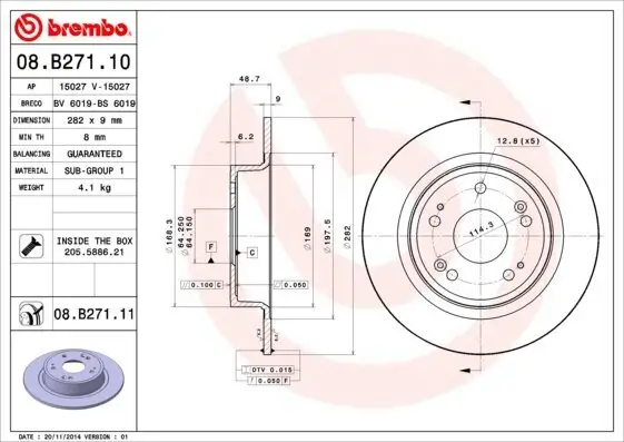 Bremsscheibe BREMBO 08.B271.10