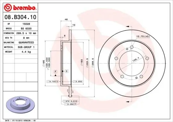 Bremsscheibe BREMBO 08.B304.10