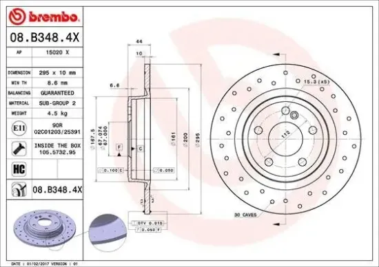 Bremsscheibe Hinterachse BREMBO 08.B348.4X Bild Bremsscheibe Hinterachse BREMBO 08.B348.4X