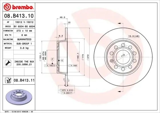 Bremsscheibe BREMBO 08.B413.11