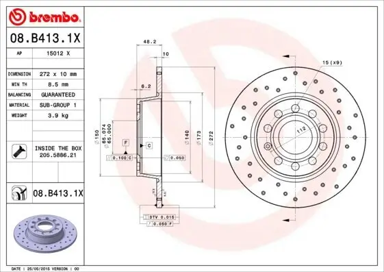 Bremsscheibe BREMBO 08.B413.1X