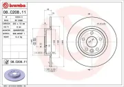 Bremsscheibe Hinterachse BREMBO 08.C208.11