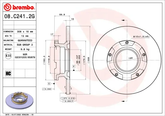 Bremsensatz, Scheibenbremse Hinterachse BREMBO KT 10 018 Bild Bremsensatz, Scheibenbremse Hinterachse BREMBO KT 10 018