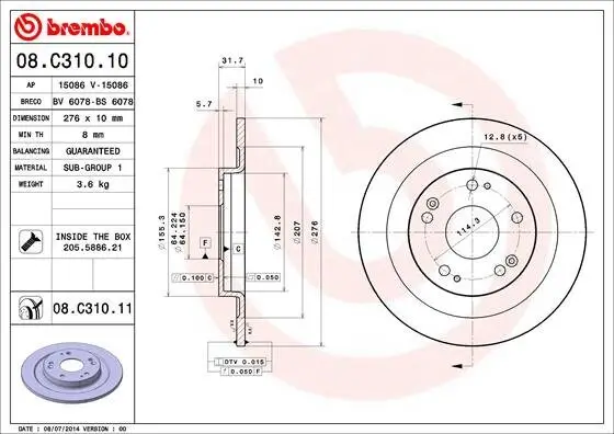 Bremsscheibe BREMBO 08.C310.11