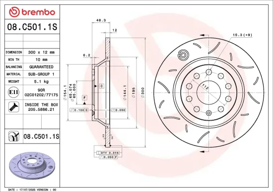 Bremsscheibe BREMBO 08.C501.1S Bild Bremsscheibe BREMBO 08.C501.1S