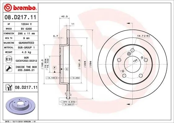 Bremsscheibe BREMBO 08.D217.11