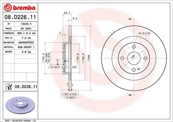 Bremsscheibe BREMBO 08.D226.11