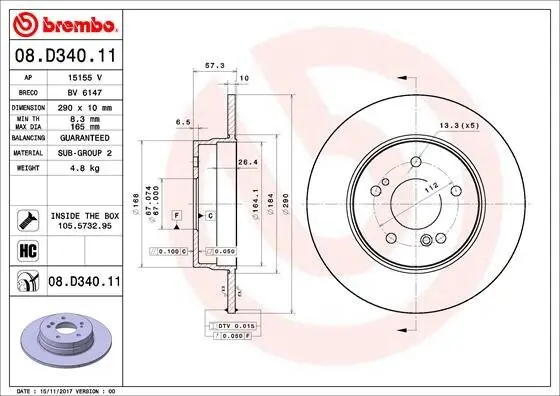 Bremsscheibe BREMBO 08.D340.11