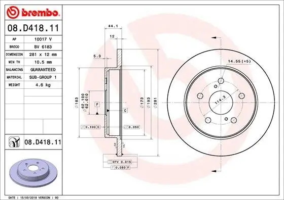 Bremsscheibe BREMBO 08.D418.11