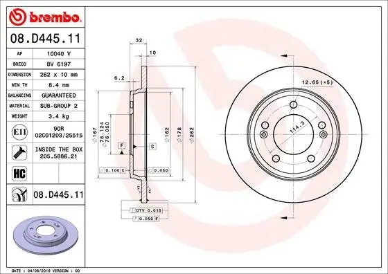 Bremsscheibe BREMBO 08.D445.11