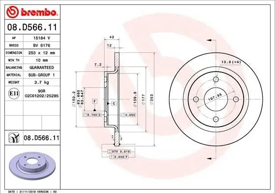 Bremsscheibe BREMBO 08.D566.11