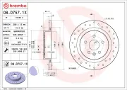 Bremsscheibe Hinterachse BREMBO 08.D757.1X