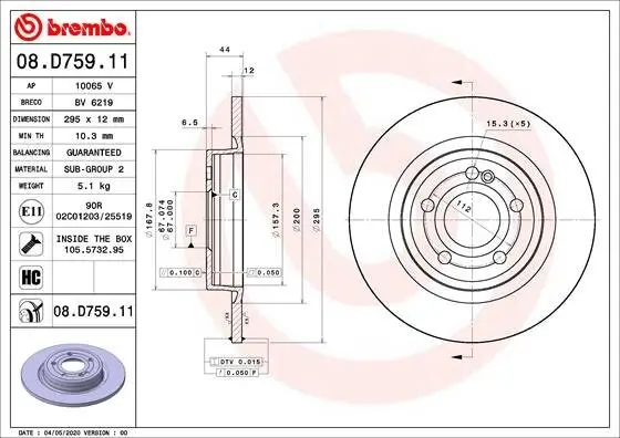 Bremsscheibe BREMBO 08.D759.11