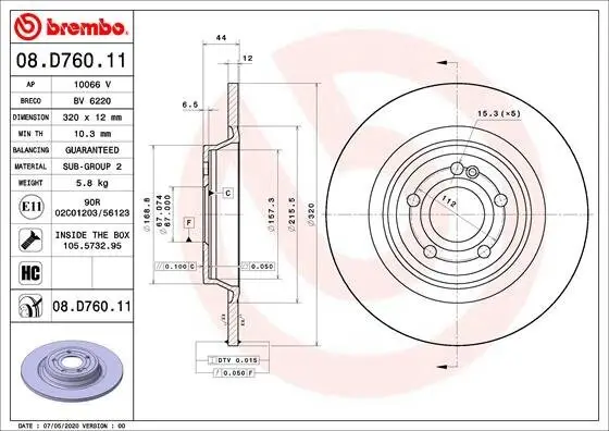 Bremsscheibe BREMBO 08.D760.11