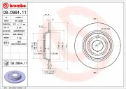 Bremsscheibe Hinterachse BREMBO 08.D864.11