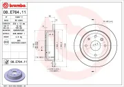 Bremsscheibe Hinterachse BREMBO 08.E764.11