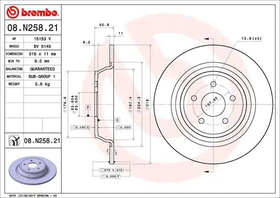 Bremsscheibe BREMBO 08.N258.21