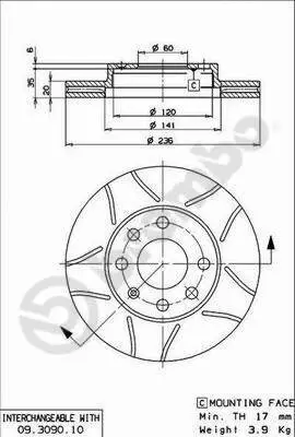 Bremsscheibe Vorderachse BREMBO 09.3090.75