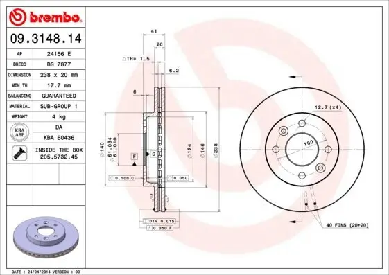 Bremsscheibe BREMBO 09.3148.14