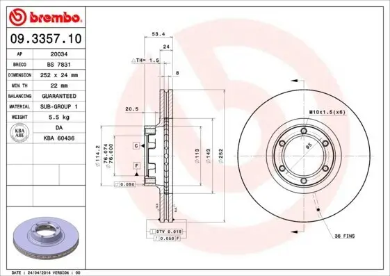 Bremsscheibe Vorderachse BREMBO 09.3357.10