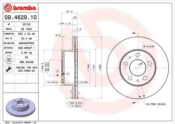 Bremsscheibe BREMBO 09.4629.10