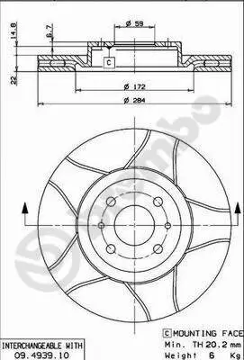 Bremsscheibe BREMBO 09.4939.75