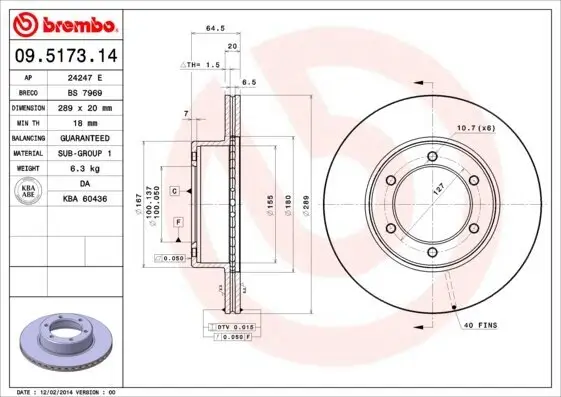 Bremsscheibe Vorderachse BREMBO 09.5173.14