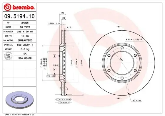 Bremsscheibe Vorderachse BREMBO 09.5194.10