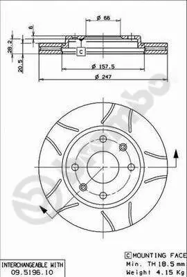 Bremsscheibe Vorderachse BREMBO 09.5196.75 Bild Bremsscheibe Vorderachse BREMBO 09.5196.75