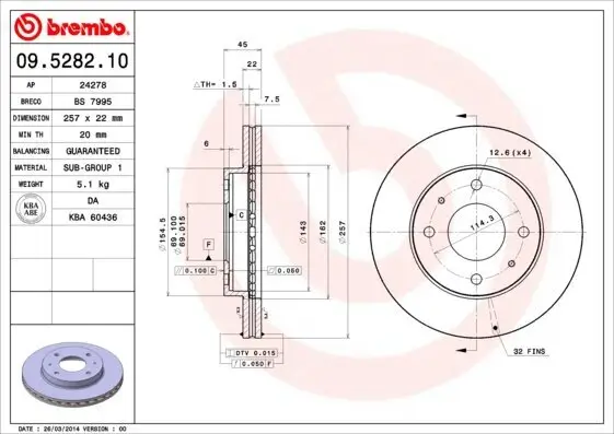 Bremsscheibe BREMBO 09.5282.10