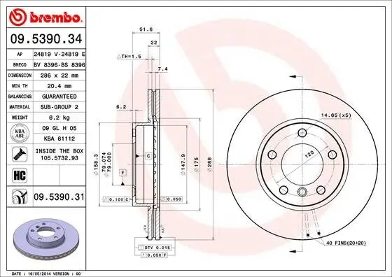 Bremsscheibe BREMBO 09.5390.31