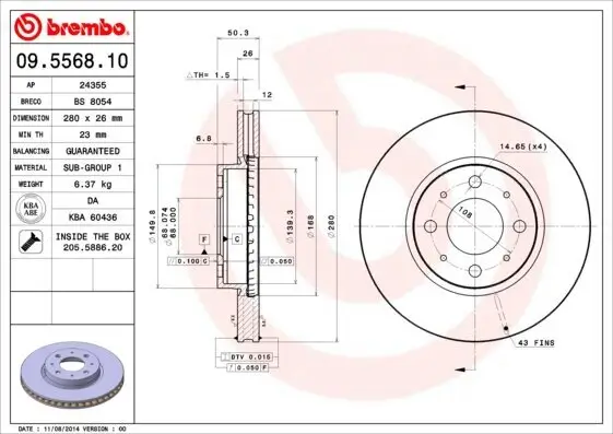 Bremsscheibe BREMBO 09.5568.10