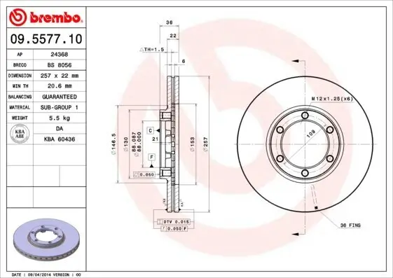 Bremsscheibe BREMBO 09.5577.10
