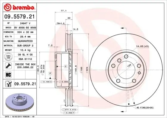 Bremsscheibe BREMBO 09.5579.21