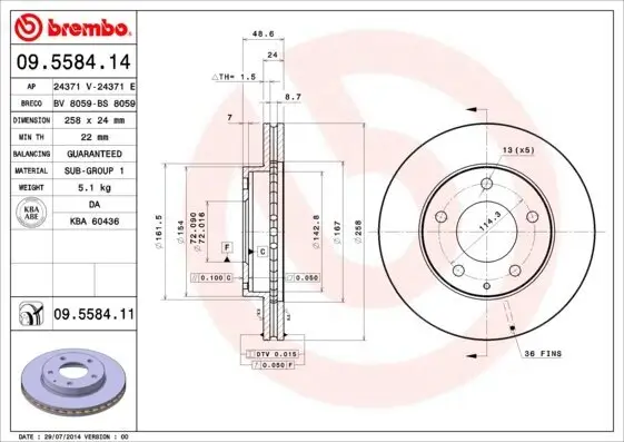 Bremsscheibe Vorderachse BREMBO 09.5584.11