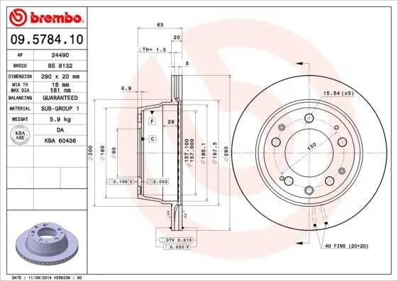 Bremsscheibe BREMBO 09.5784.10