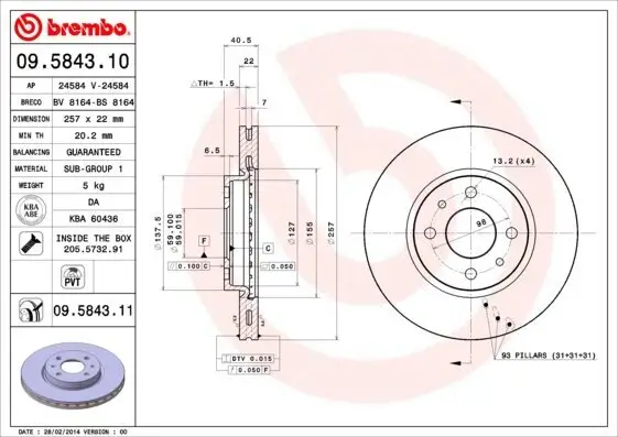 Bremsscheibe BREMBO 09.5843.11