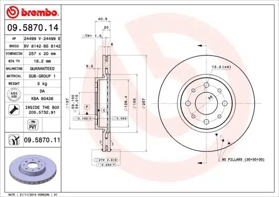 Bremsscheibe Vorderachse BREMBO 09.5870.11