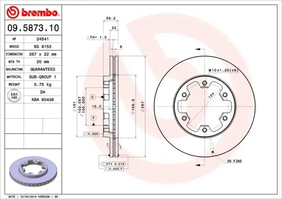 Bremsscheibe BREMBO 09.5873.10