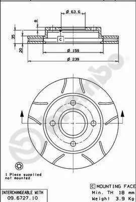 Bremsscheibe BREMBO 09.6727.77 Bild Bremsscheibe BREMBO 09.6727.77