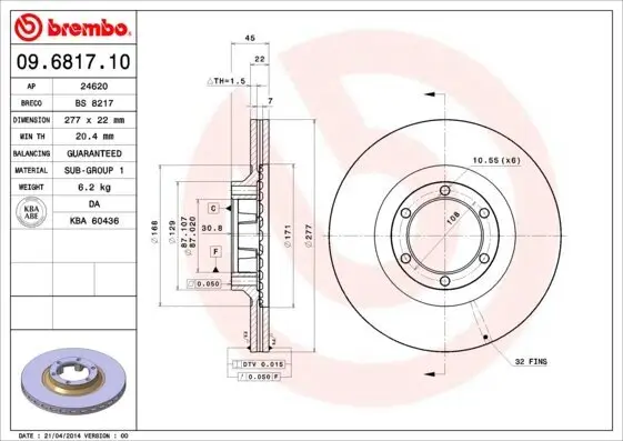 Bremsscheibe BREMBO 09.6817.10