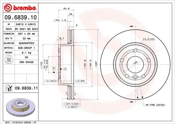 Bremsscheibe Vorderachse BREMBO 09.6839.11