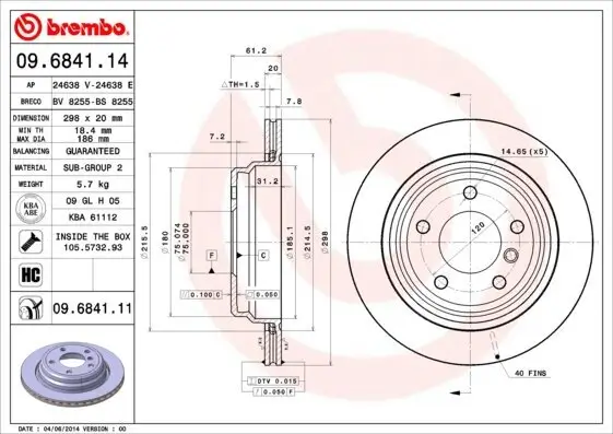 Bremsscheibe BREMBO 09.6841.11