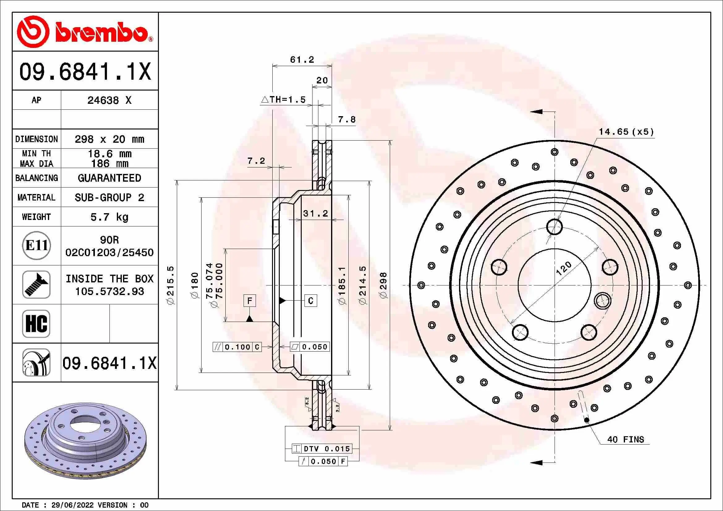 Bremsscheibe BREMBO 09.6841.1X