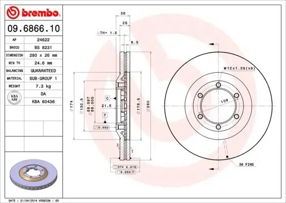 Bremsscheibe BREMBO 09.6866.10