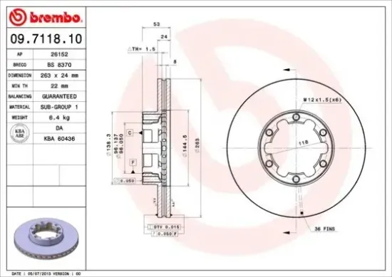 Bremsscheibe BREMBO 09.7118.10 Bild Bremsscheibe BREMBO 09.7118.10