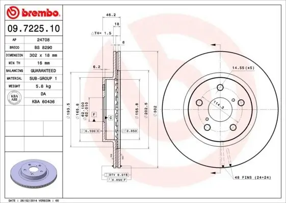 Bremsscheibe Vorderachse BREMBO 09.7225.10