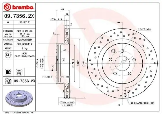 Bremsscheibe BREMBO 09.7356.2X