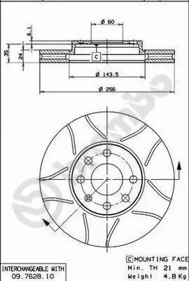 Bremsscheibe Vorderachse BREMBO 09.7628.75