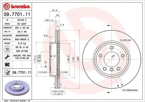 Bremsscheibe BREMBO 09.7701.11